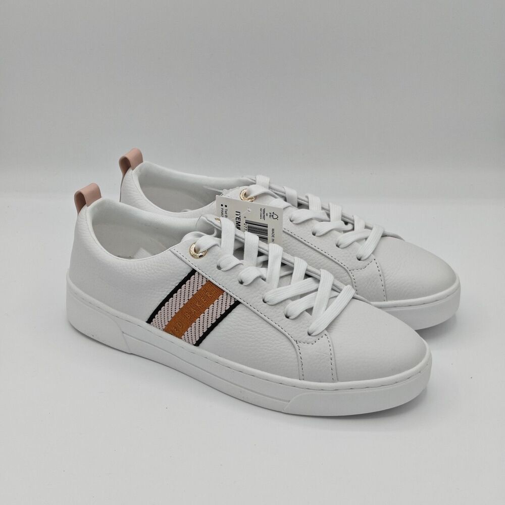 Ted Baker “Bailey Icon” Women’s Classic Leather Tennis Shoe (Pink-White) - NEW